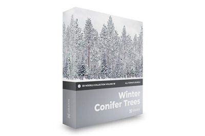CGAxis第98卷冬季针叶树3D模型 Winter Conifer Trees 3D Models Collection – Volume 98