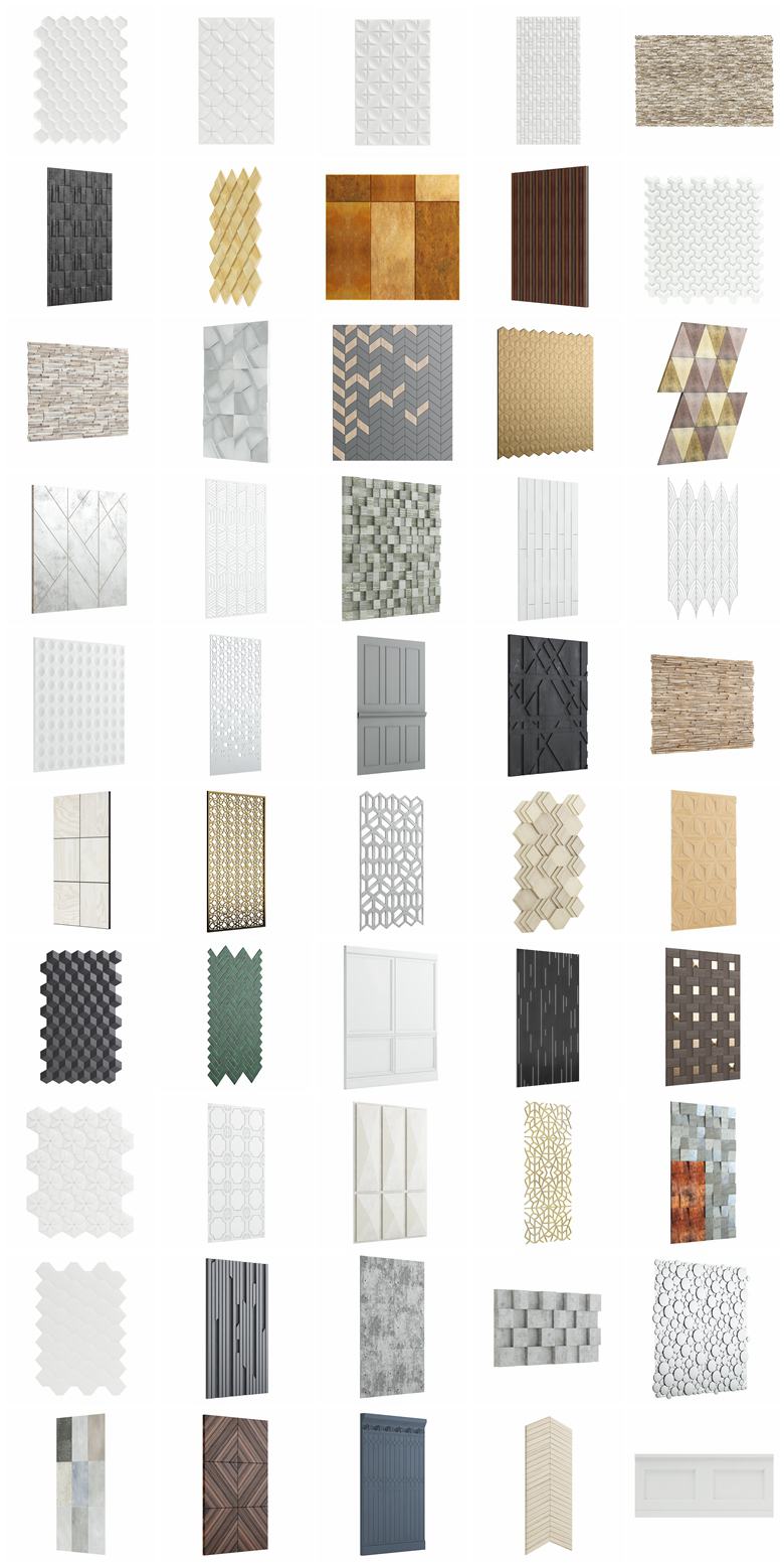 CGAxis三维墙板3D立体墙壁 Wall Panels 3D Models Collection - Volume 104