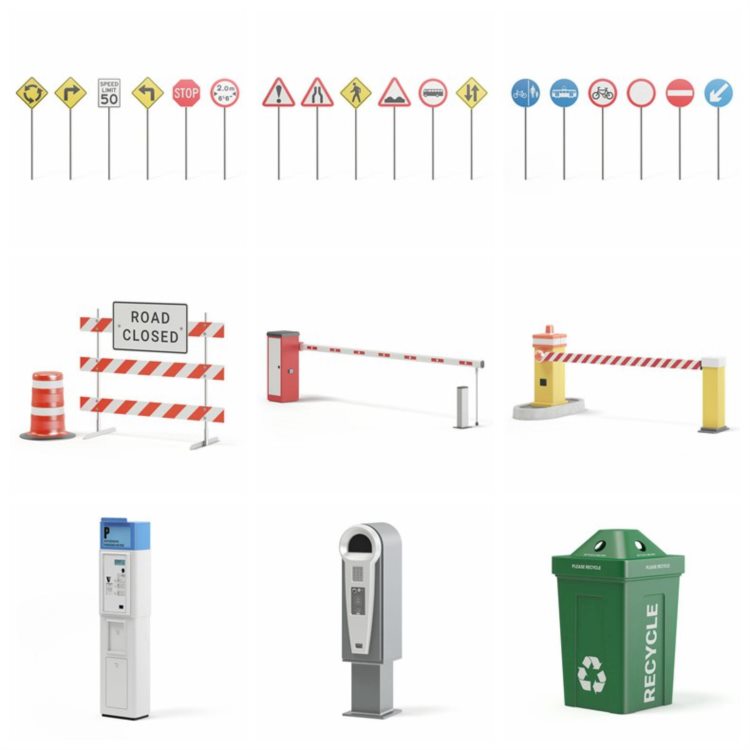 CGAxis街道设备3D模型 Street Equipment 3D Models Collection - Volume 113