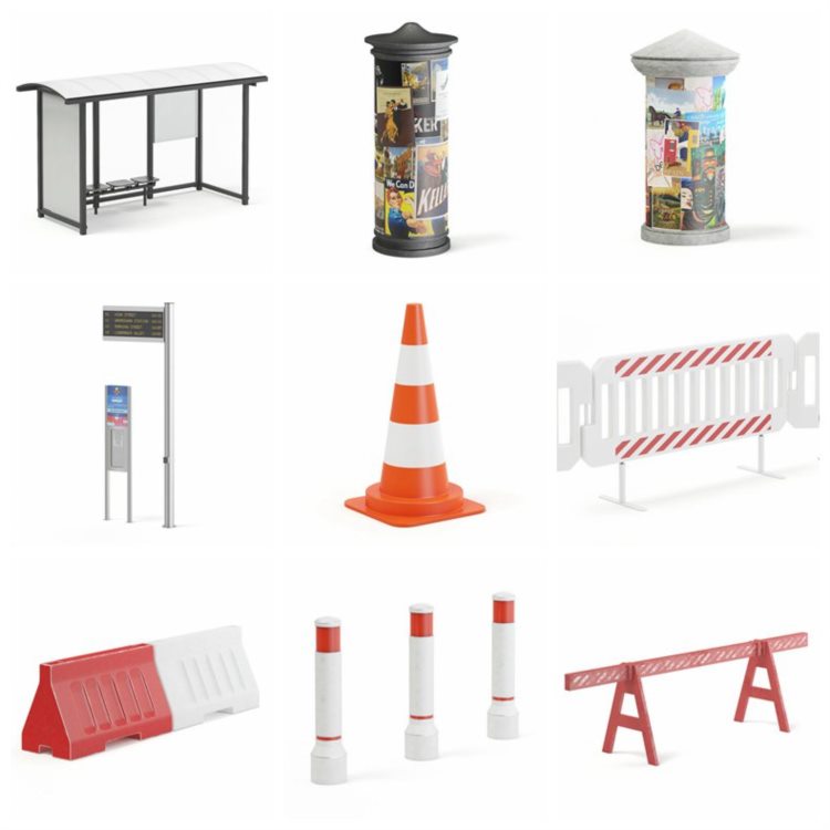 CGAxis街道设备3D模型 Street Equipment 3D Models Collection - Volume 113