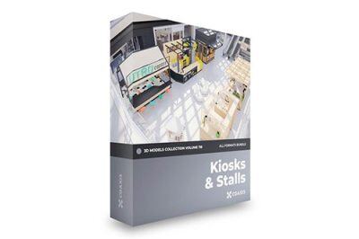CGAxis信息亭和商铺3D模型 Kiosks & Stalls 3D Models Collection – Volume 118