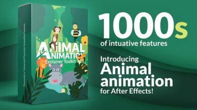 二维卡通动物角色绑定MG动画预设工具包 Animal Character Animation Explainer Toolkit
