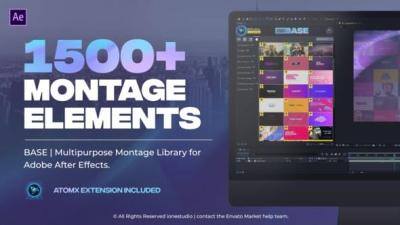 1500个无缝转场文字标题图形设计分屏特效BASE | Transitions and Motion Graphics for After Effects