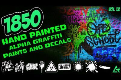 1850张手绘Alpha涂鸦油漆和贴花 1850 Hand Painted Alpha Graffiti, Paints & Decals (MEGA Pack) Vol 12
