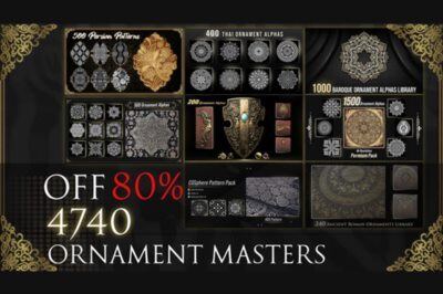 4740张Alpha通道装饰图案纹理贴图 ArtStation – 4740 Ornament Alphas