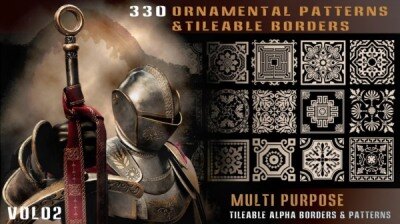 330个装饰图案可平铺边框贴图 ArtStation – 330 ornamental patterns & tileable borders vol 02