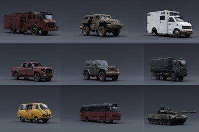 12辆老旧汽车3D模型 Artstation – Apocalypse Vehicles (Blender/FBX/OBJ格式)