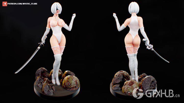 3D打印模型 2B Nier Fanart 3D print model