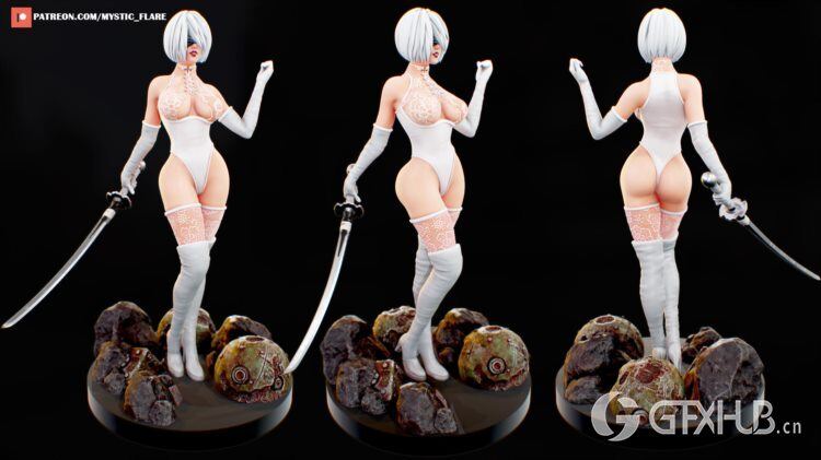 3D打印模型 2B Nier Fanart 3D print model
