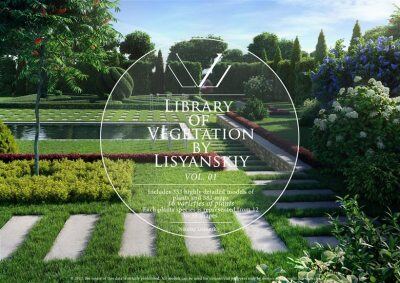 12种树木灌木植被3D模型 Library of Vegetation by Lisyanskiy Vol .01
