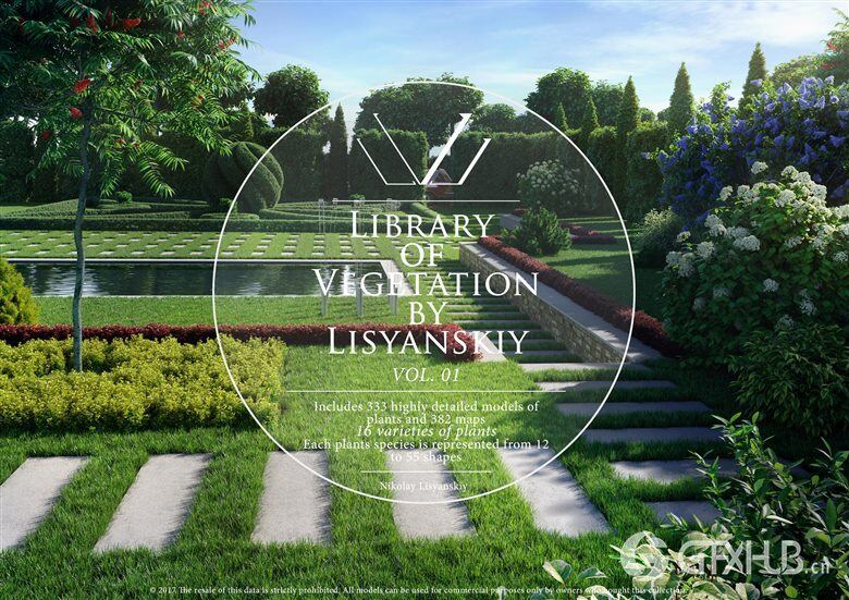 12种树木灌木植被3D模型 Library of Vegetation by Lisyanskiy Vol .01
