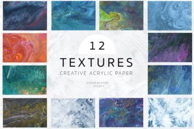 12种流体亚克力手绘纹理 Fluid Acrylic Hand painted Textures