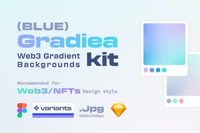 渐变背景（蓝色版）Gradiea Kit – Web3 Gradient Backgrounds (Blue Ver)