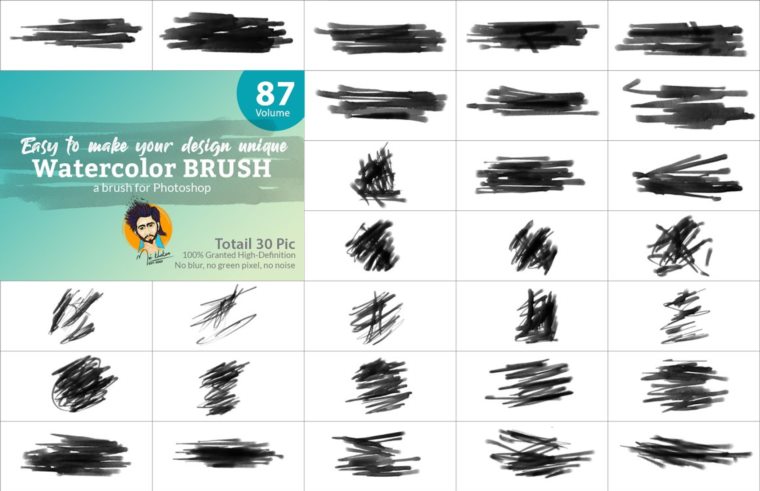 Photoshop水彩画笔套装 Watercolor Brush Bundle Vl 03