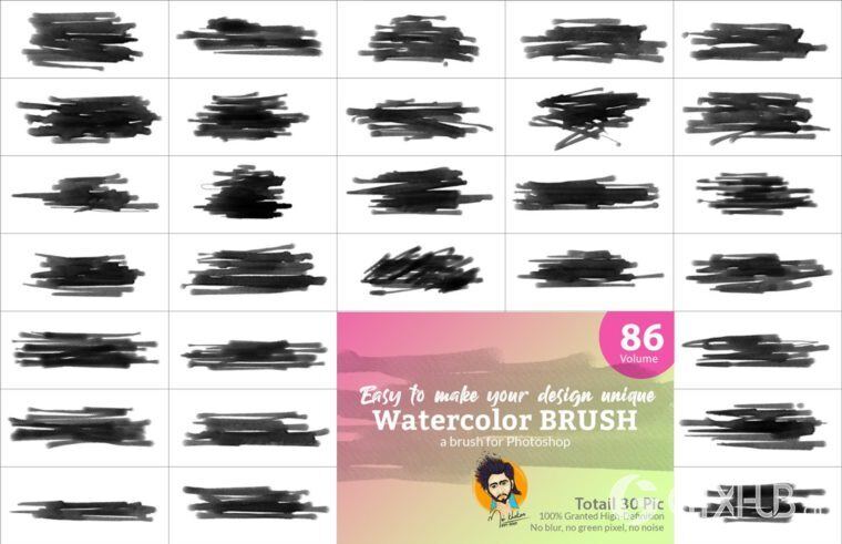 Photoshop水彩画笔套装 Watercolor Brush Bundle Vl 03