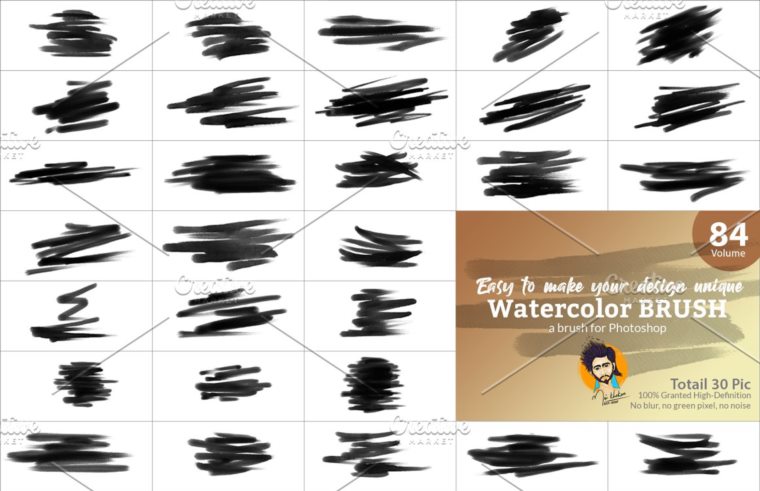 Photoshop水彩画笔套装 Watercolor Brush Bundle Vl 03