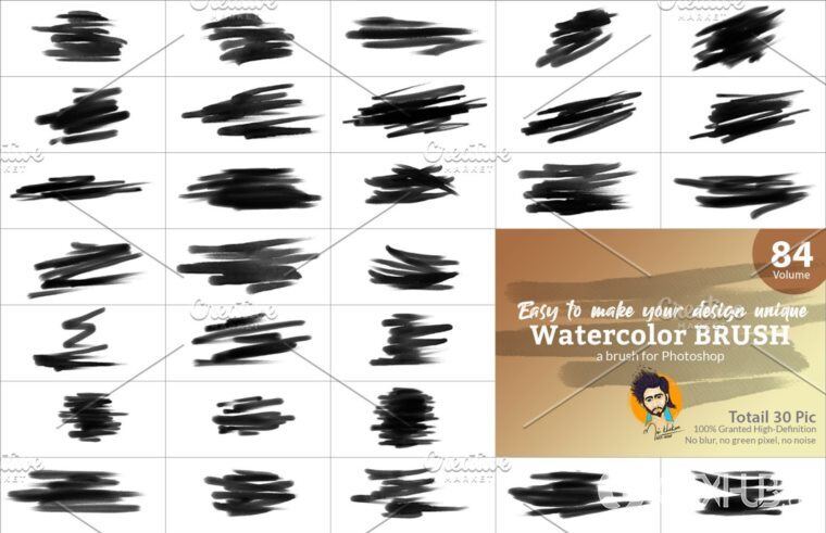 Photoshop水彩画笔套装 Watercolor Brush Bundle Vl 03