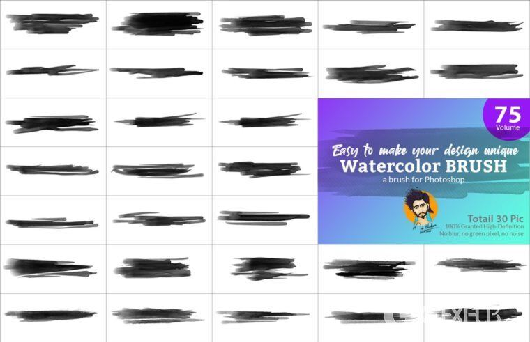 Photoshop水彩画笔套装 Watercolor Brush Bundle Vl 03