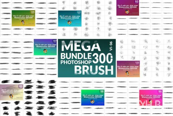 Photoshop水彩画笔套装 Watercolor Brush Bundle Vl 06