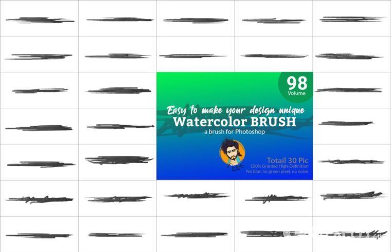 Photoshop水彩画笔套装 Watercolor Brush Bundle Vl 06