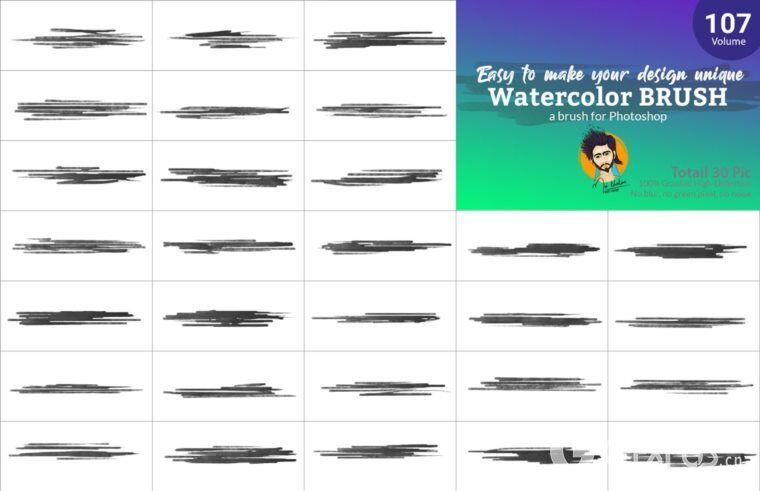 Photoshop水彩画笔套装 Watercolor Brush Bundle Vl 06