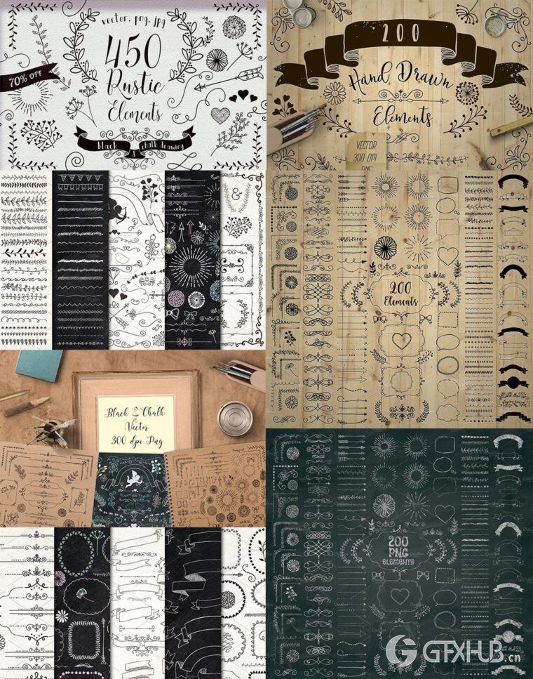 5300多种花卉字母组合图案插画画笔徽标模板图标水彩画等图形元素 5300 in 1 - Graphic Bundle