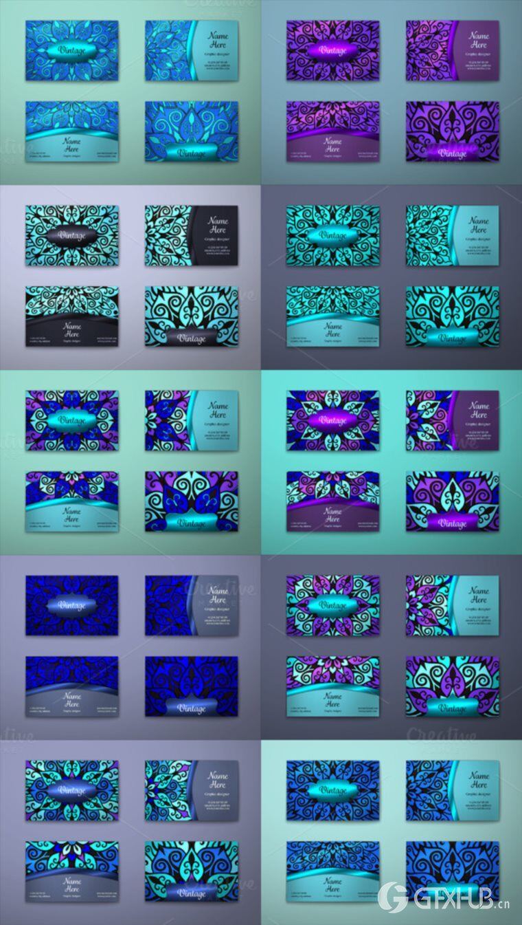 250个EPS矢量正面和背面捆绑精美名片 Business cards bundle