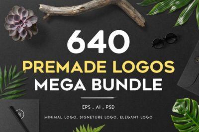 640个预制logo商标超级捆绑包 640 Premade Logos Mega Bundle