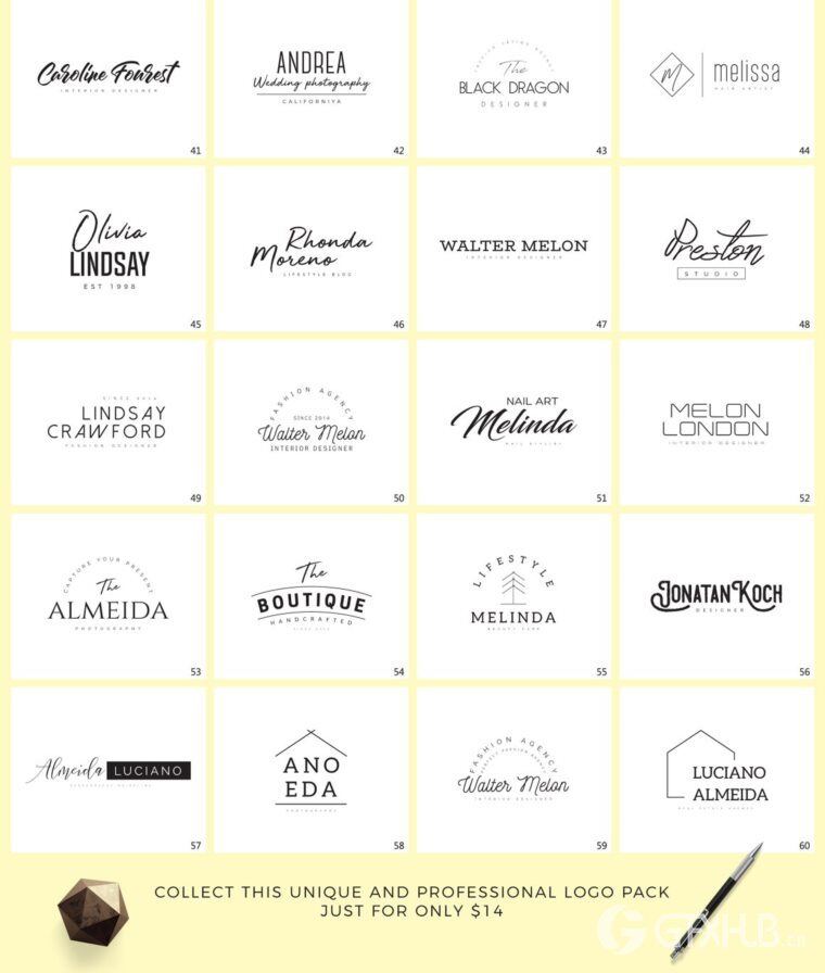 640个预制logo商标超级捆绑包 640 Premade Logos Mega Bundle