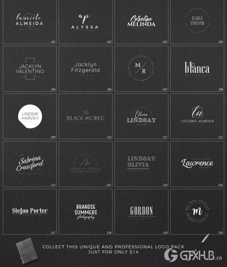 640个预制logo商标超级捆绑包 640 Premade Logos Mega Bundle