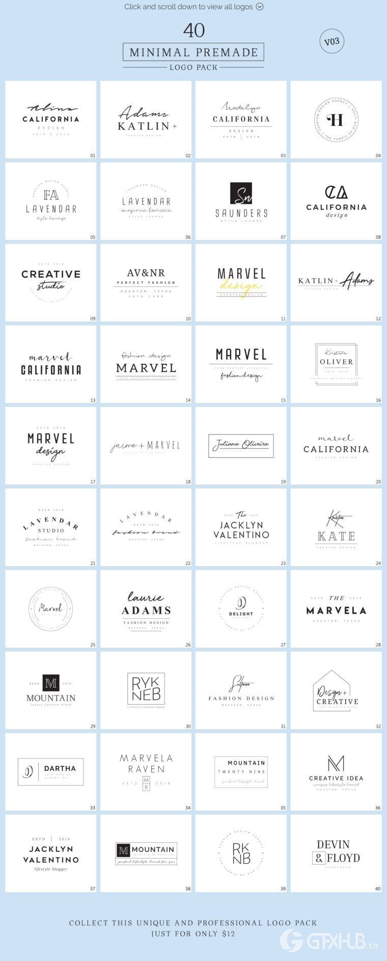 640个预制logo商标超级捆绑包 640 Premade Logos Mega Bundle