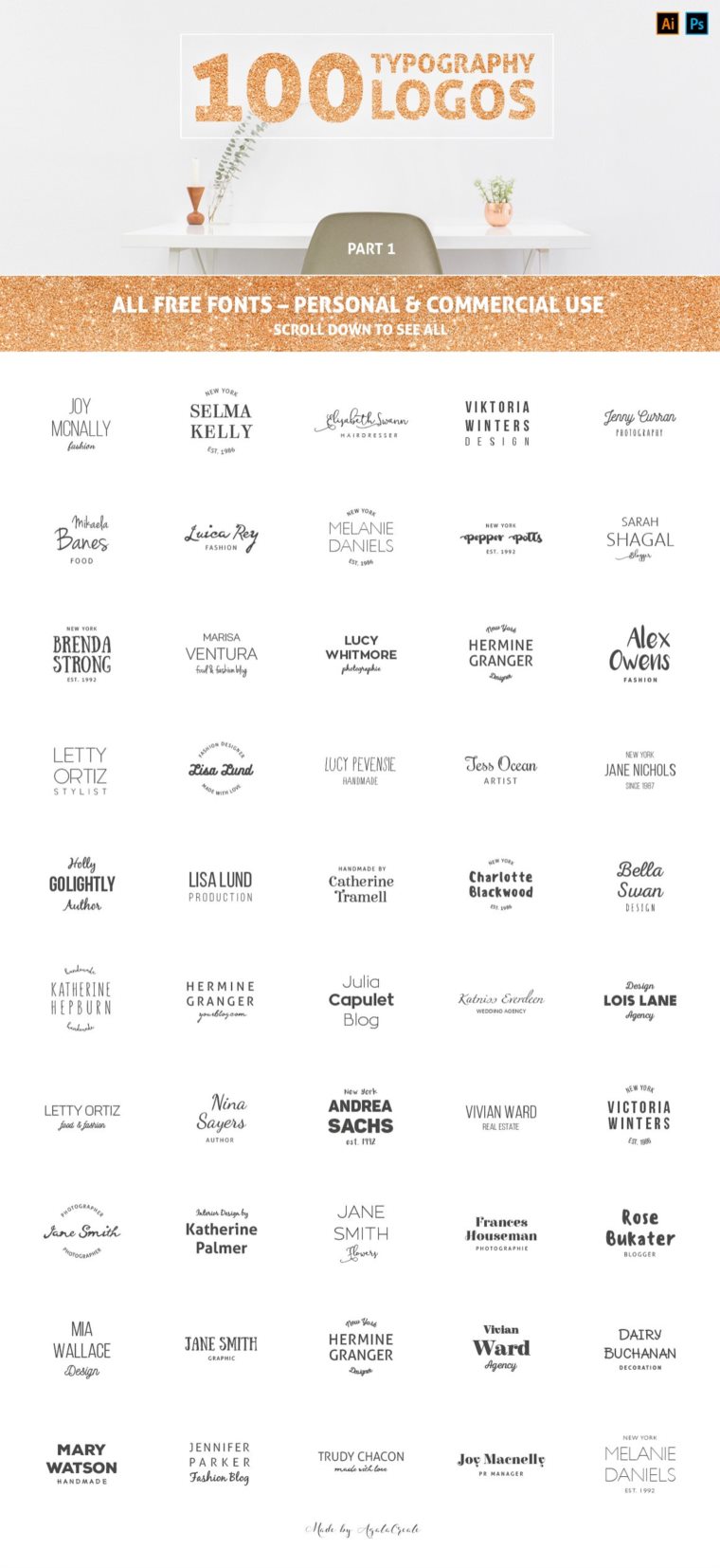200个版式商标合辑包 200 Typography Logos Bundle