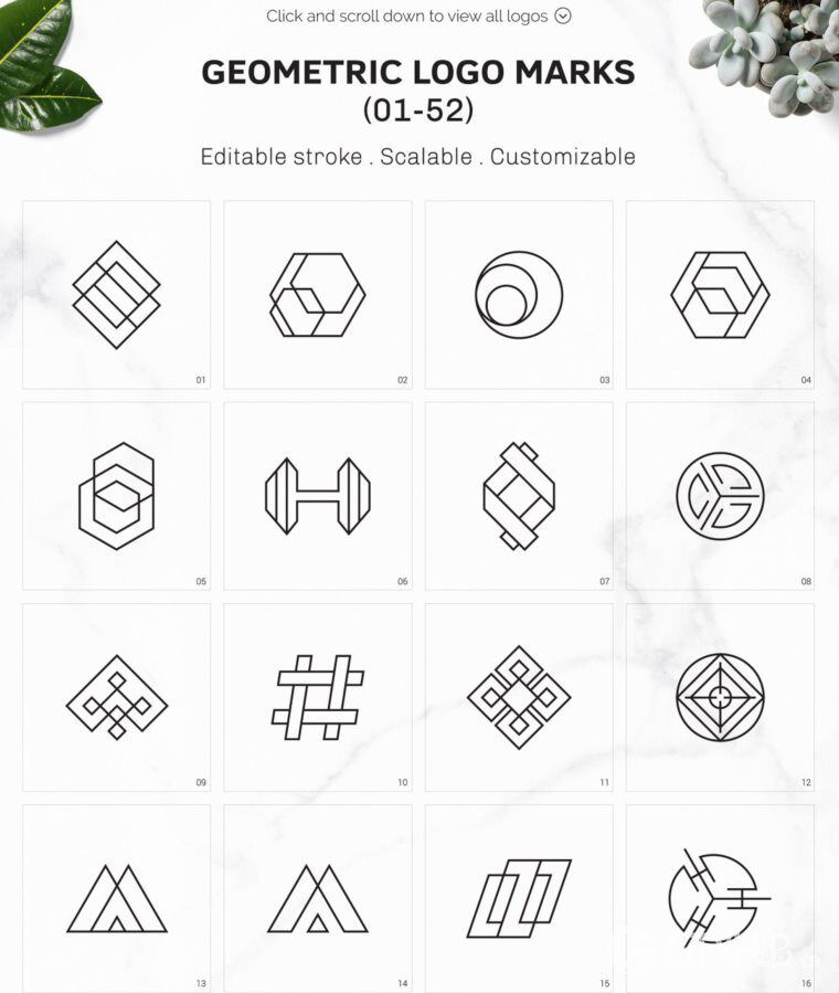 300个几何预制logo标志合辑包 300 Geometric Premade Logo Bundle