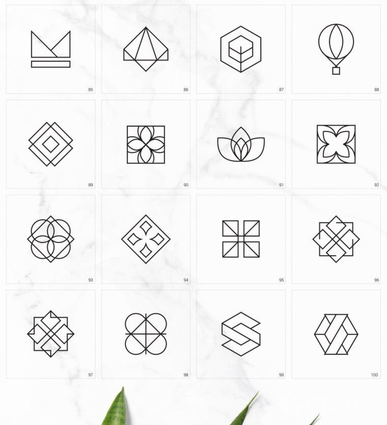 300个几何预制logo标志合辑包 300 Geometric Premade Logo Bundle