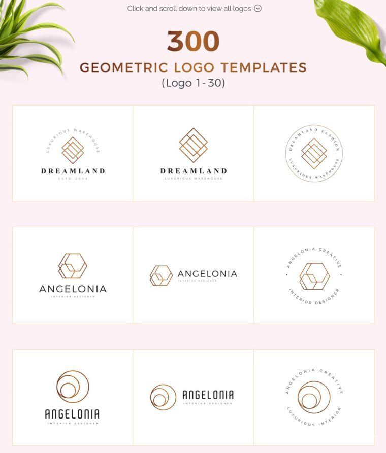 300个几何预制logo标志合辑包 300 Geometric Premade Logo Bundle