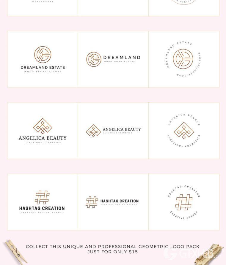 300个几何预制logo标志合辑包 300 Geometric Premade Logo Bundle