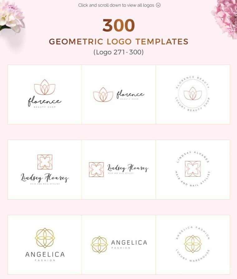 300个几何预制logo标志合辑包 300 Geometric Premade Logo Bundle