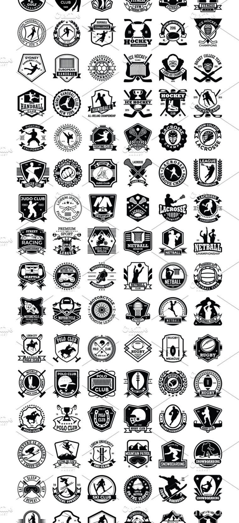 333个体育标志设计和徽章 333 Sports Logo Designs and Badges