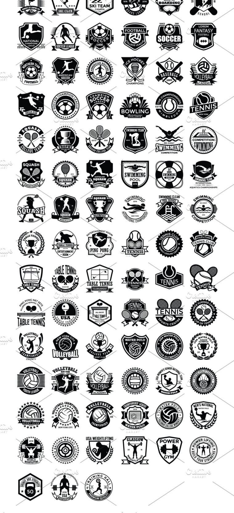 333个体育标志设计和徽章 333 Sports Logo Designs and Badges