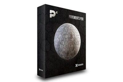 100种4k高清PBR路面铺地纹理贴图 CGAxis – Physical 4 Pavements PBR Textures 4k