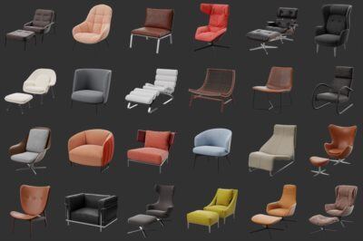 椅子沙发3Dmax模型合集 Poliigon – Furniture 3D Models Collection