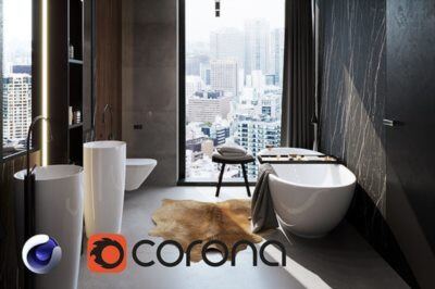 C4D室内浴室场景3D模型 Bathroom Interior Scene for Cinema 4D and Corona Renderer