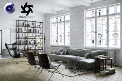 C4D客厅室内场景3D模型 Living Room Interior 3D Scene-3 for Cinema 4D and Octane Render