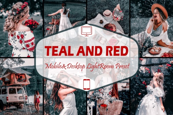 10 Lightroom Mobile Presets, Teal And Red Preset, Moody 10个蓝绿色和红色LR预设