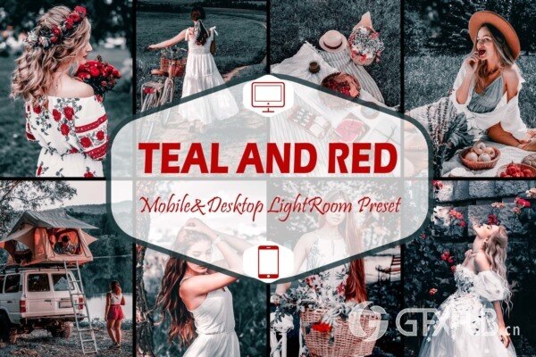 10 Lightroom Mobile Presets, Teal And Red Preset, Moody 10个蓝绿色和红色LR预设