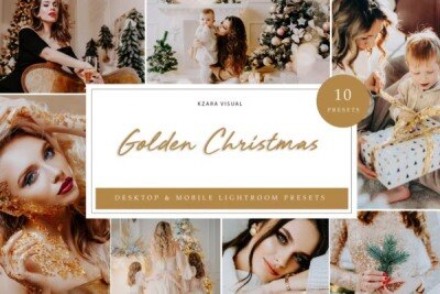 10 x Golden Christmas Lightroom Presets 10 个金色圣诞Lightroom预设