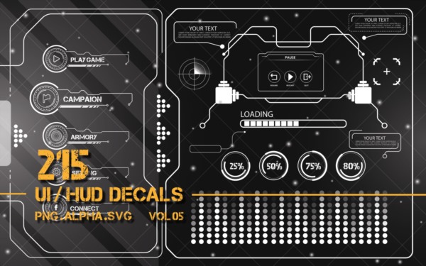 215科幻图形Alphas贴图 215 + ui hud scifi graphic decals vol 05