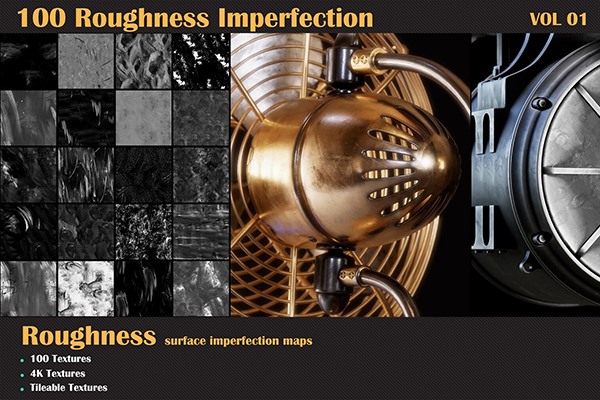 100个平铺粗糙度高光遮罩贴图 ArtStation – 100 Roughness Imperfection Vol 01