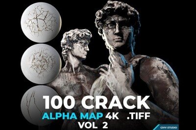 100裂纹破损Alpha贴图 ArtStation – 100 Crack Damage Alpha Vol 2