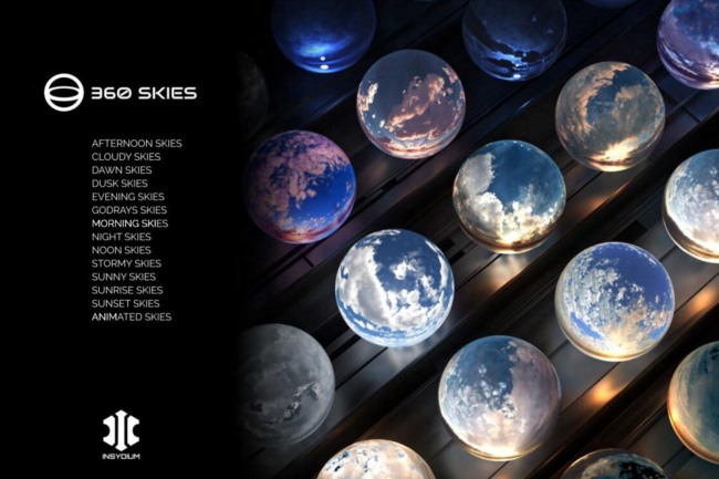 126幅 360°全景天空贴图 360Skies Insydium 12K HDRI